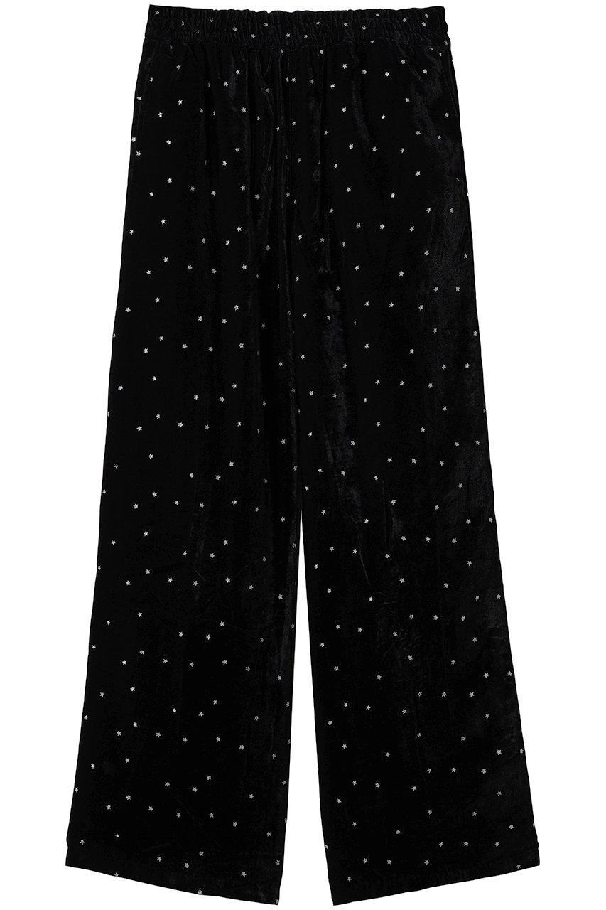 COUTURE D'ADAM スターダスト グリッター ベルベット イージーワイドパンツ (ブラック, 38) クチュール ド アダム ELLE SHOP