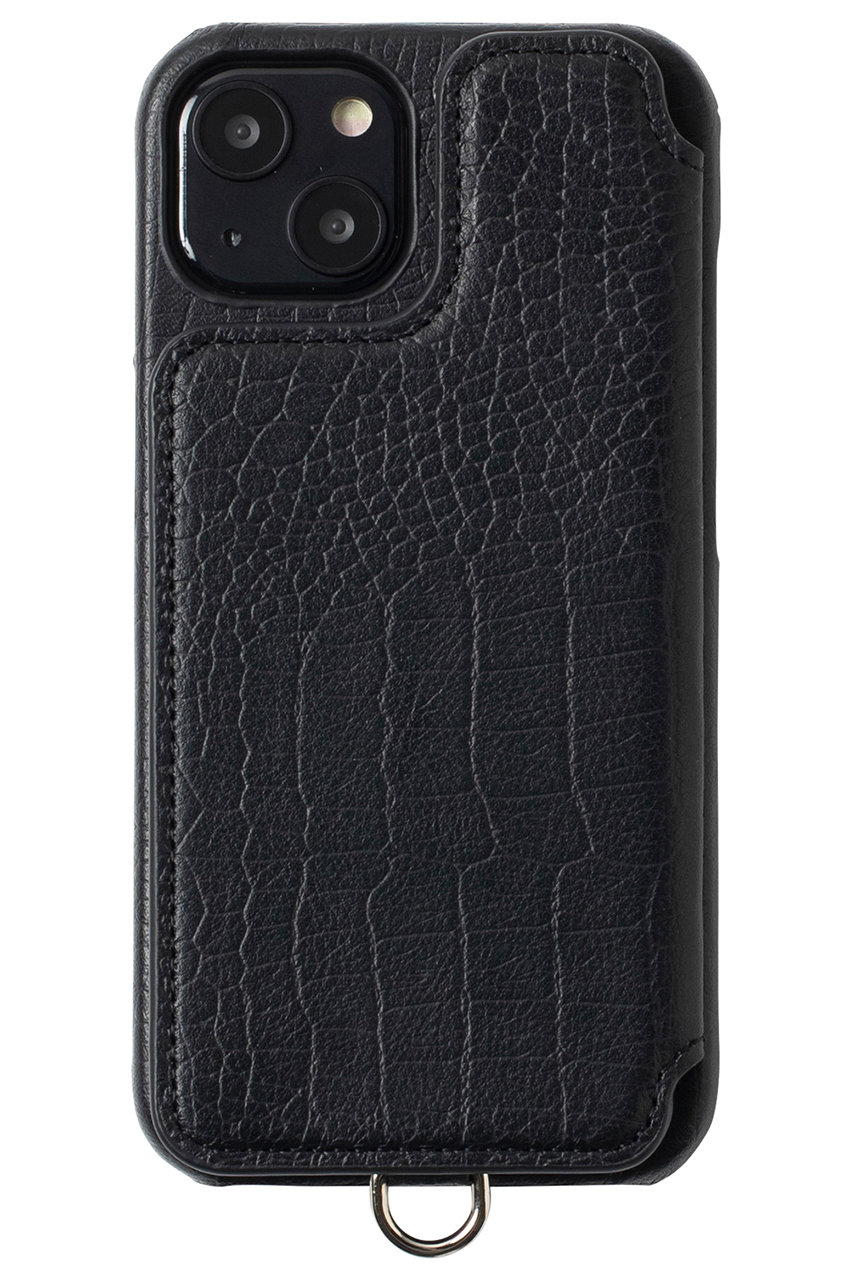 デミュウ/DEMIUのPOCHE FLAT Croco iPhoneケース(ストラップ別売)(クロコ型ブラック/HS-DE111A-BPF121)