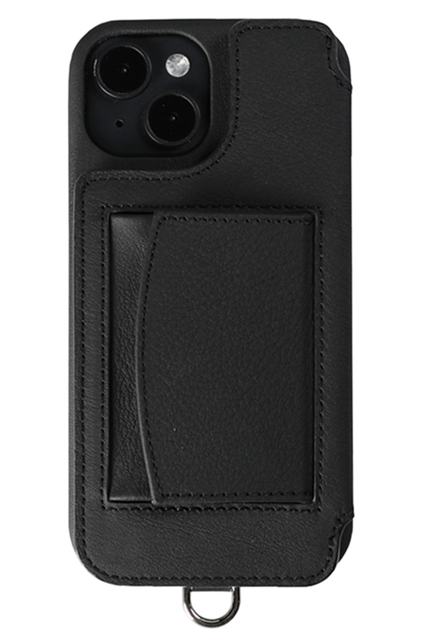 デミュウ/DEMIUのiPhone15 POCHE 背面収納スマホケース ストラップ別売(ブラック/HS-DE113A-BP19BK)