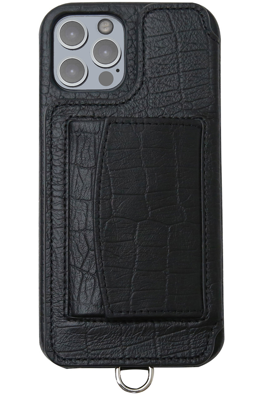DEMIU iPhoneSE POCHE Croco 背面収納スマホケース ストラップ別売 (ブラック, SE/8/7/6) デミュウ ELLE SHOP DEMIU iPhoneSE POCHE Croco 背面収納スマホケース ストラップ別売 (ブラック, SE/8/7/6) デミュウ ELLE SHOP