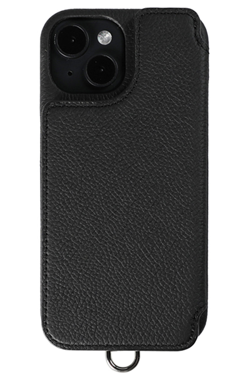 デミュウ/DEMIUのiPhone15 POCHE FLAT 背面収納スマホケース ストラップ別売(ブラック/HS-DE114A-BPF19BK)