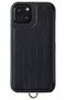 iPhone12 POCHE FLAT Croco 背面収納スマホケース ストラップ別売 デミュウ/DEMIU ブラック