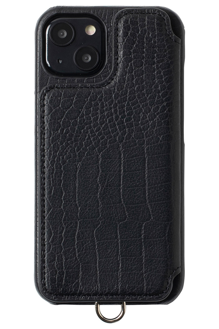 DEMIU(デミュウ)｜iPhone13 POCHE FLAT Croco 背面収納スマホケース ストラップ別売/ブラック  の通販｜ELLESHOP・(エル・ショップ)