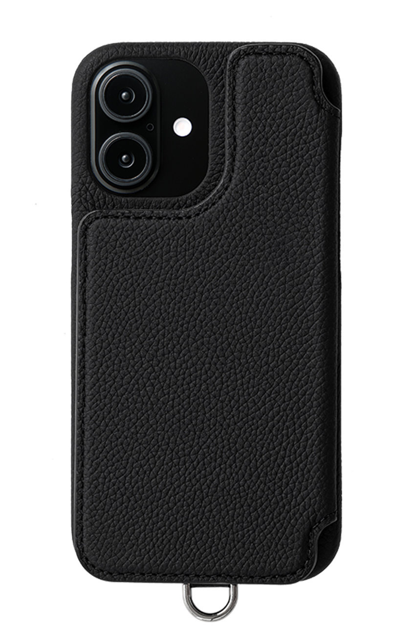 デミュウ/DEMIUのiPhone16 POCHE FLAT 背面収納スマホケース ストラップ別売(ブラック/DU-PFL23BK)