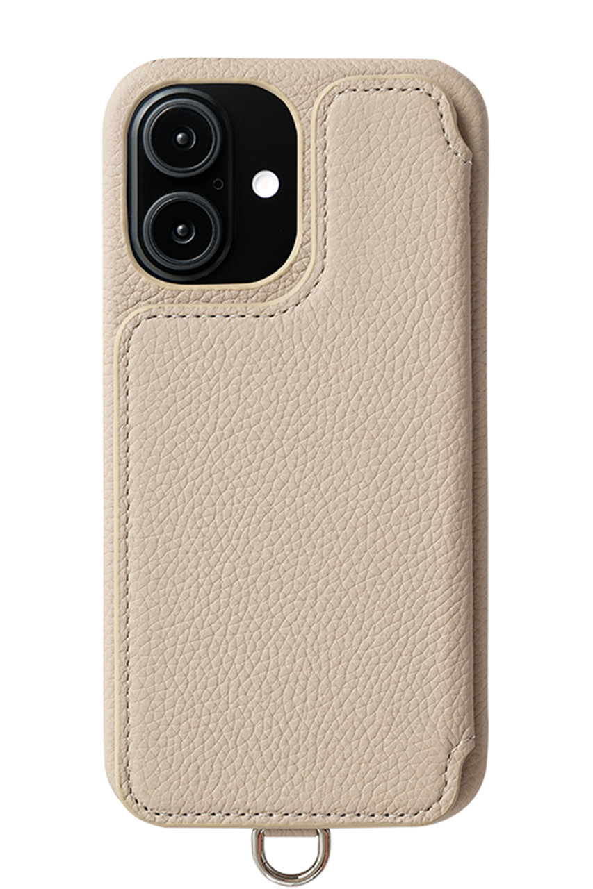 デミュウ/DEMIUのiPhone16 POCHE FLAT 背面収納スマホケース ストラップ別売(ベージュ/DU-PFL23BK)