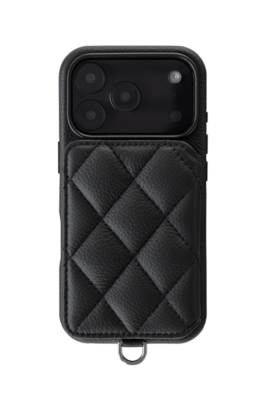 DEMIU iPhone18 GRACE 背面収納スマホケース ストラップ別売 (ブラック, 18Pro) デミュウ ELLE SHOP