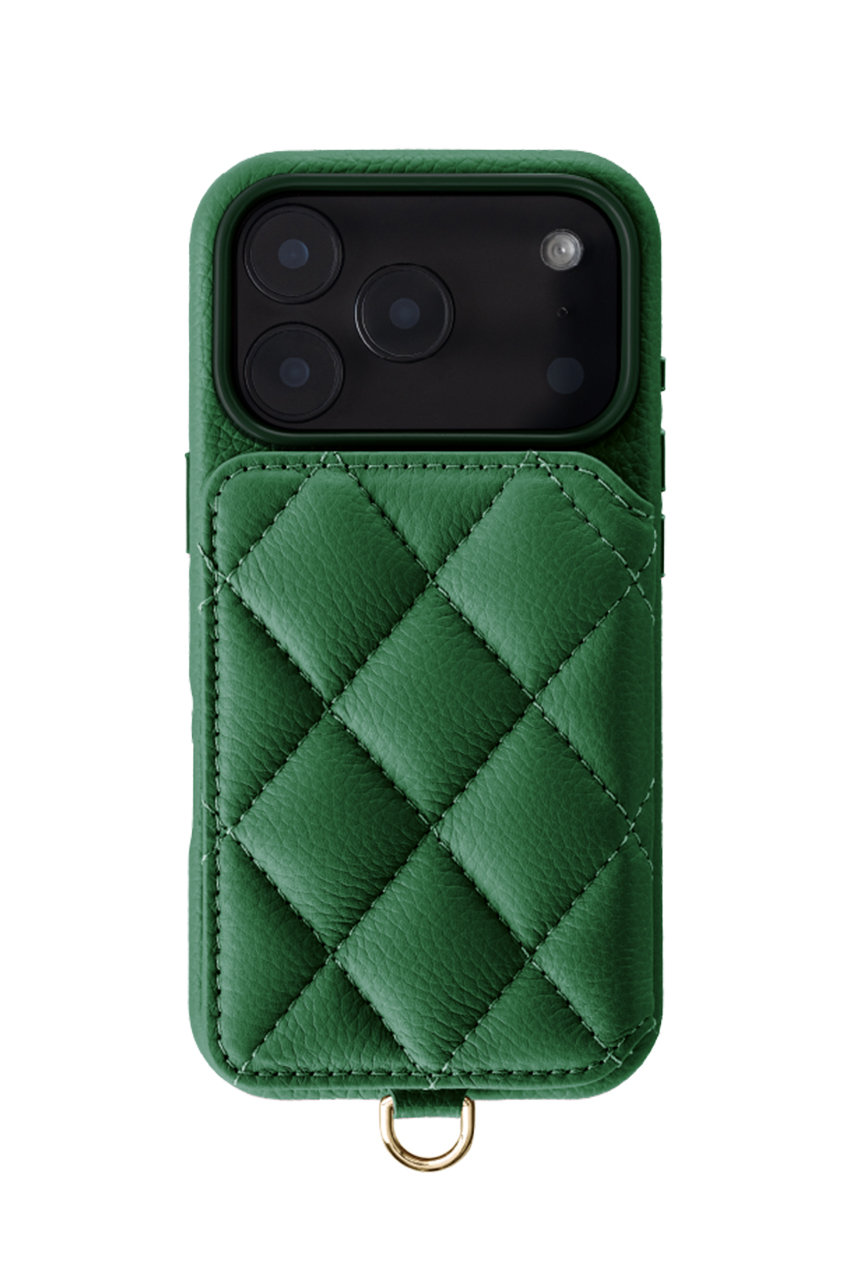 DEMIU iPhone18 GRACE 背面収納スマホケース ストラップ別売 (グリーン, 18Pro) デミュウ ELLE SHOP