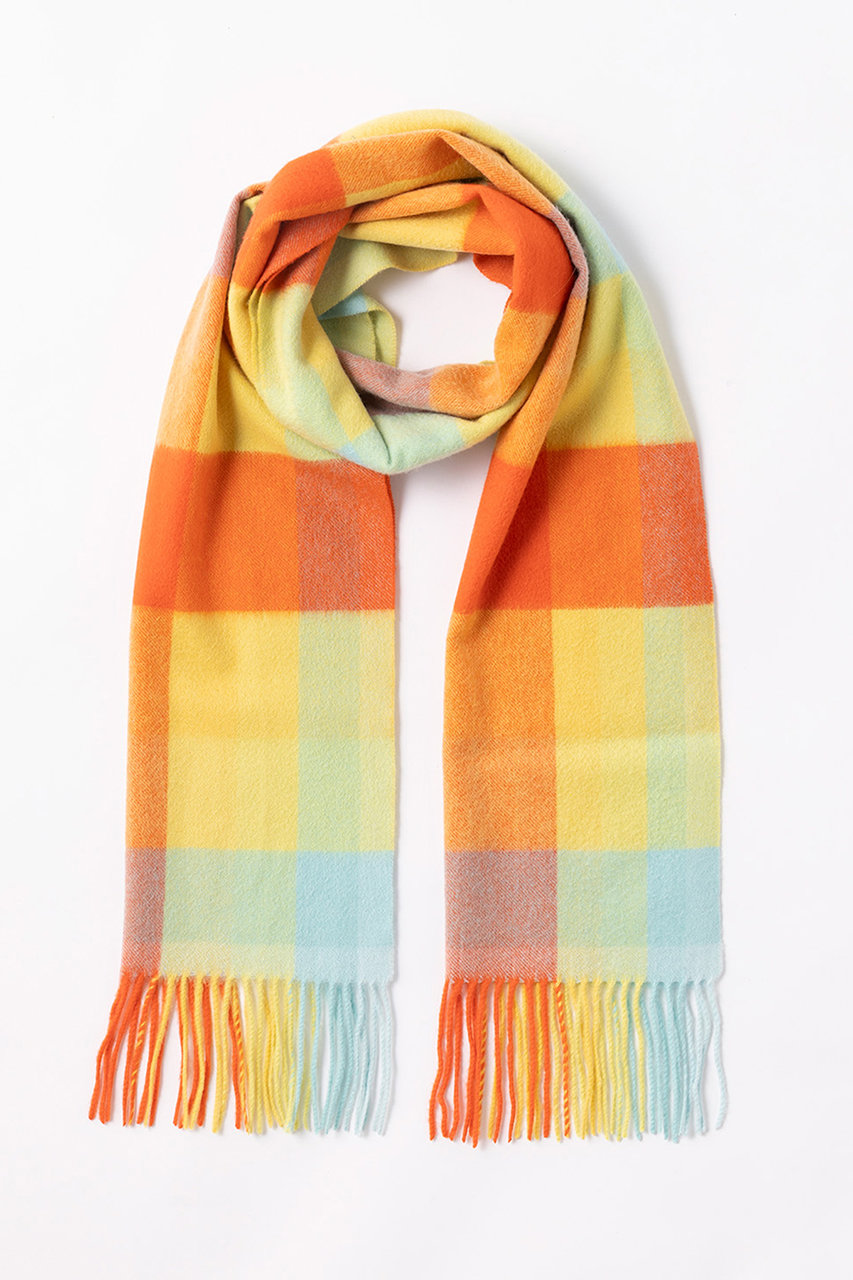 elegancese Check wave mini マフラー (オレンジ/イエロー, F) エレガンセーゼ ELLE SHOP elegancese Check wave mini マフラー (オレンジ/イエロー, F) エレガンセーゼ ELLE SHOP