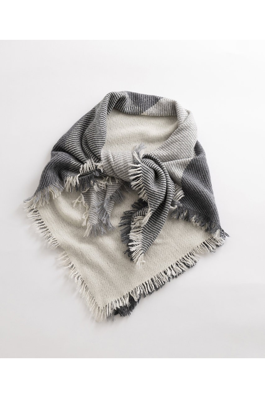 elegancese(エレガンセーゼ)｜Square fringe スカーフ/ホワイト/グレー