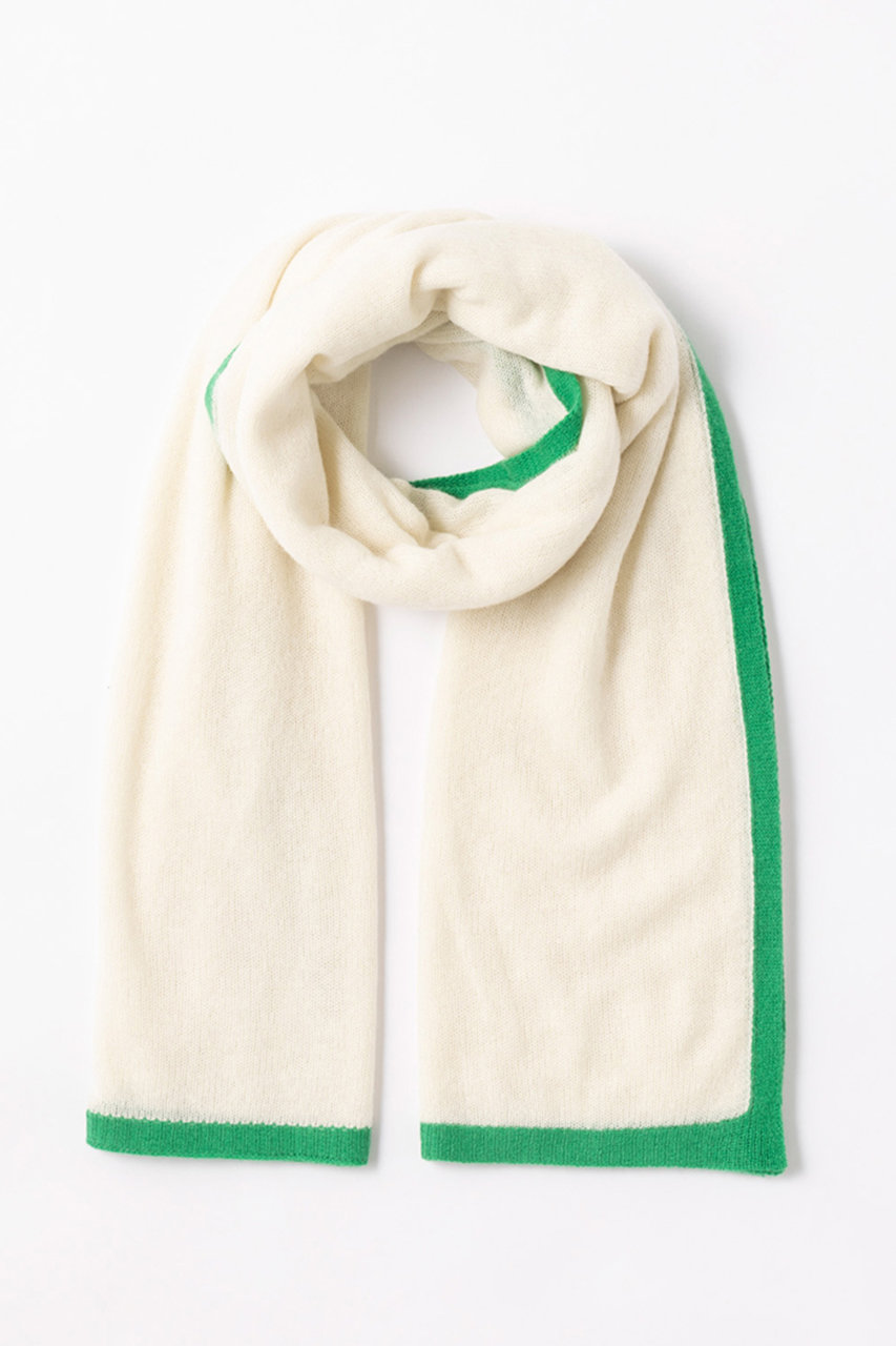 elegancese Meshカシミヤストール (ホワイト/グリーン, F) エレガンセーゼ ELLE SHOP elegancese Meshカシミヤストール (ホワイト/グリーン, F) エレガンセーゼ ELLE SHOP
