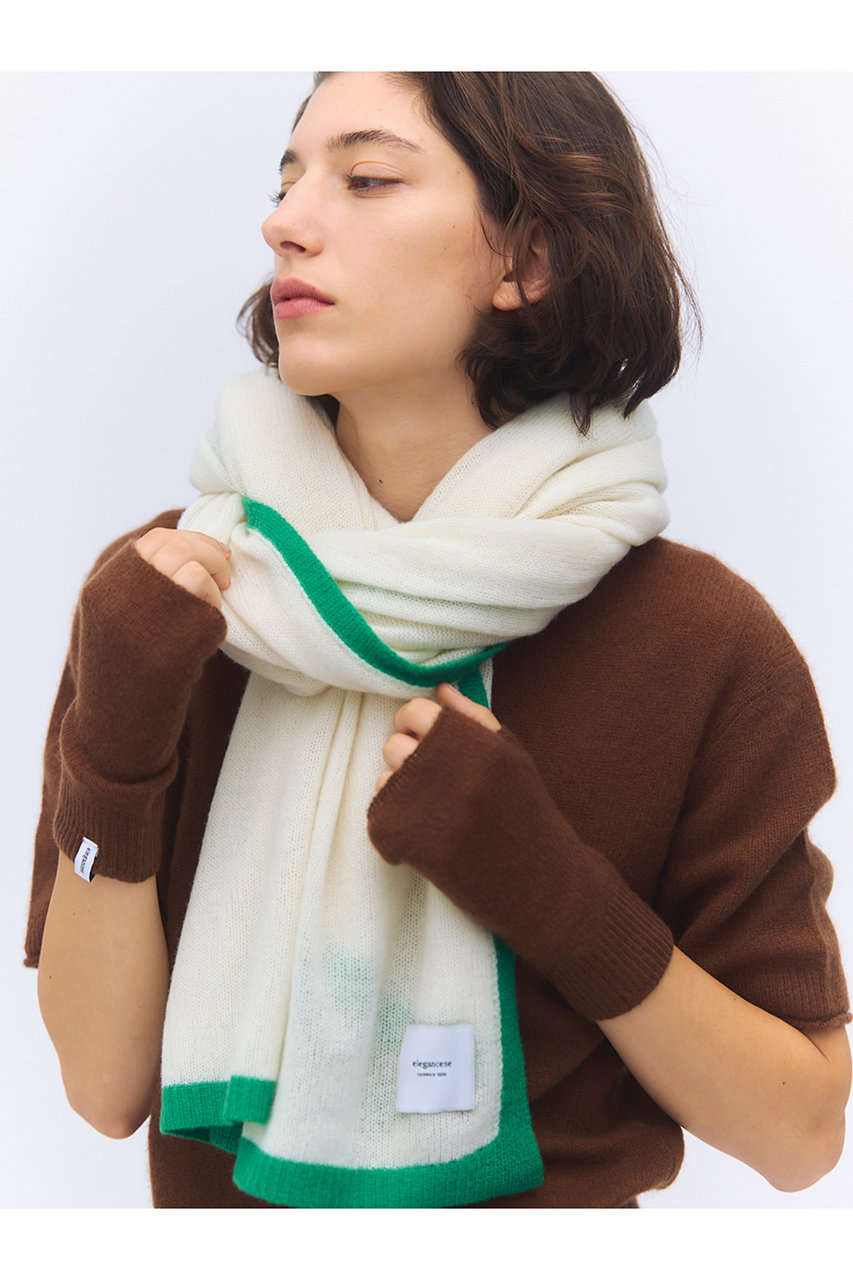 elegancese(エレガンセーゼ)｜Meshカシミヤストール/ホワイト/グリーン