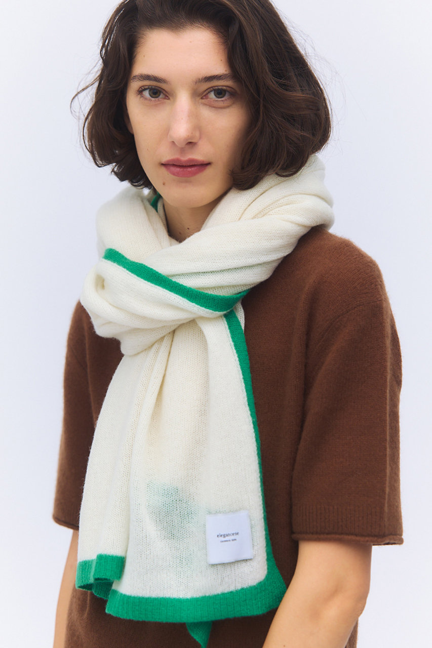 elegancese　エレガンセーゼ　ストール　美品 elegancese(エレガンセーゼ)｜Meshカシミヤストール/ホワイト/グリーン