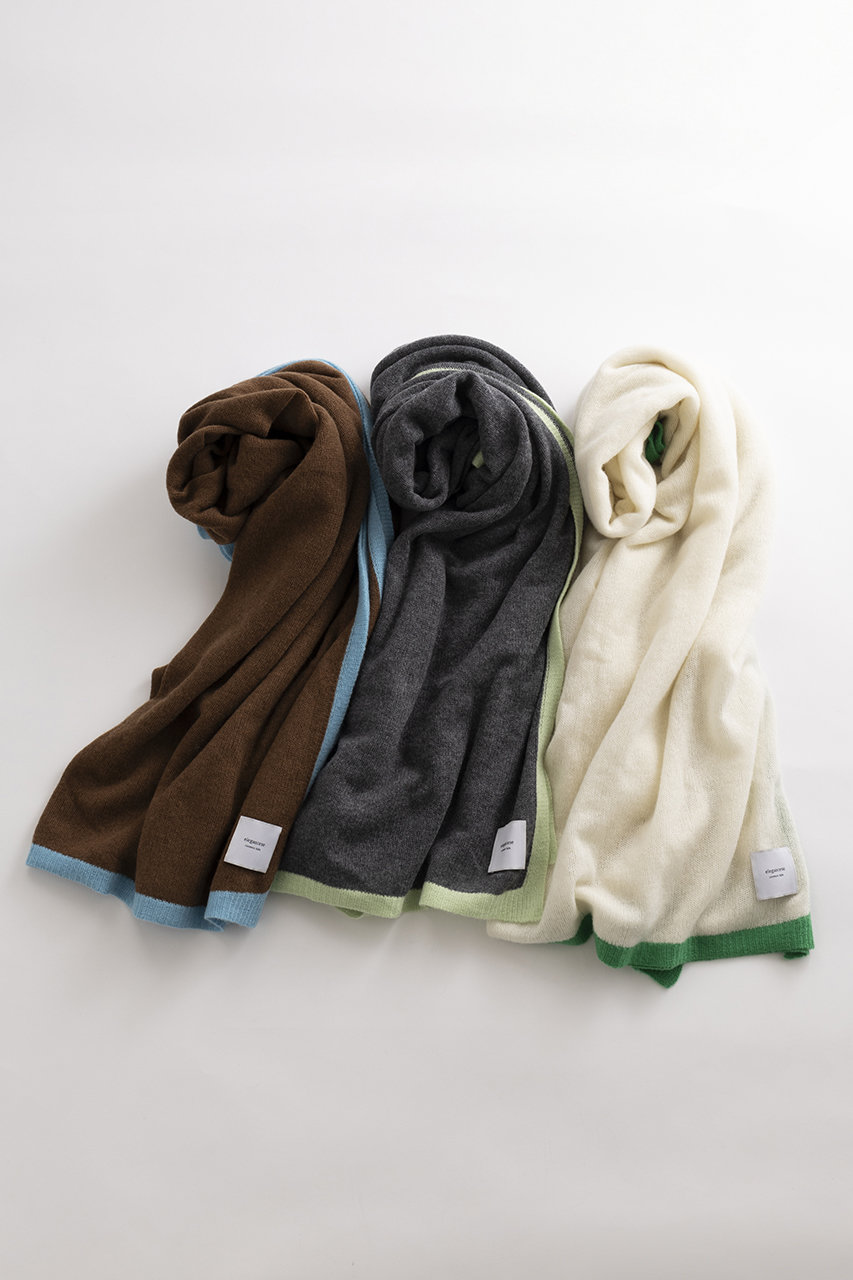 elegancese(エレガンセーゼ)｜Meshカシミヤストール/ホワイト/グリーン