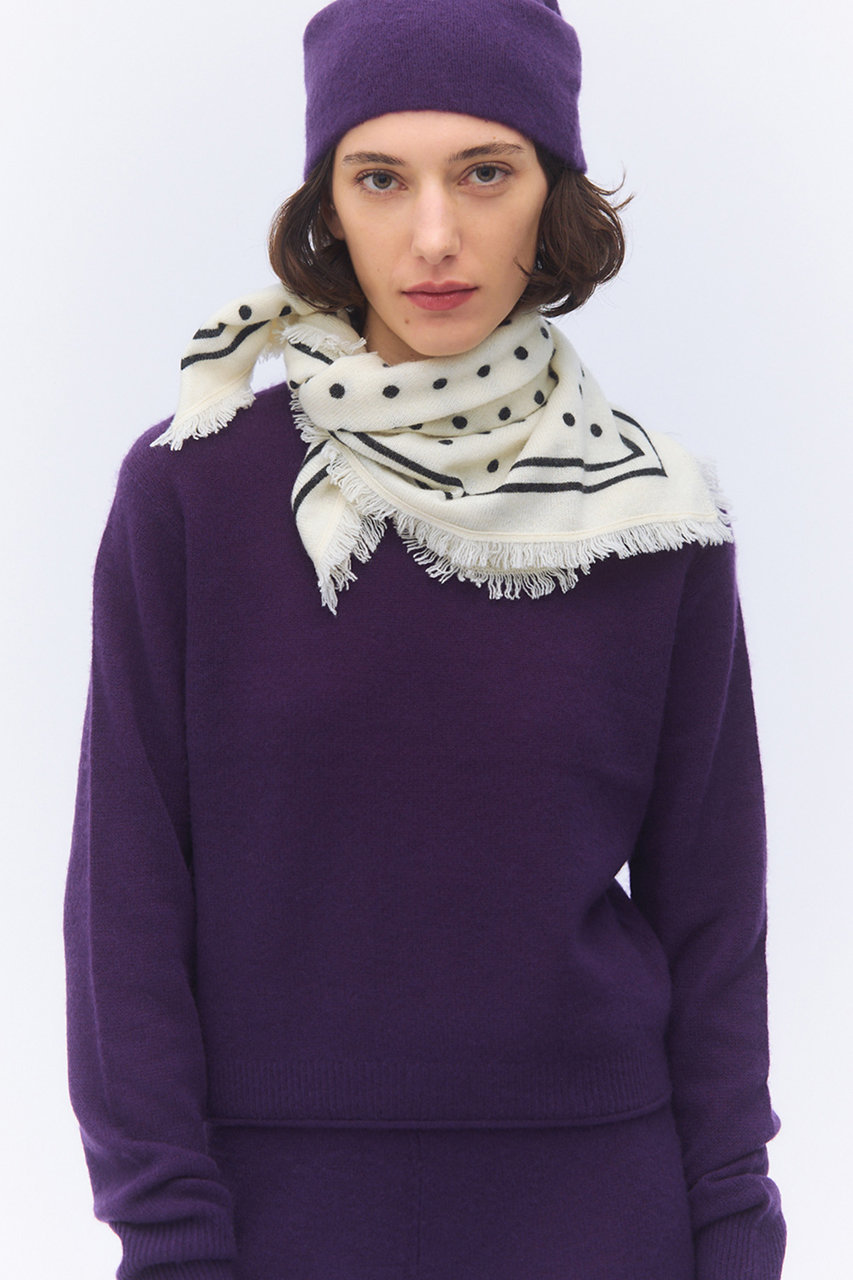 elegancese(エレガンセーゼ)｜カシミヤドットスカーフ/ホワイト