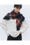 【予約販売】カシミヤ スクエアフリンジ チェック スカーフ エレガンセーゼ/elegancese