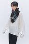 【予約販売】カシミヤ スクエアフリンジ チェック スカーフ エレガンセーゼ/elegancese