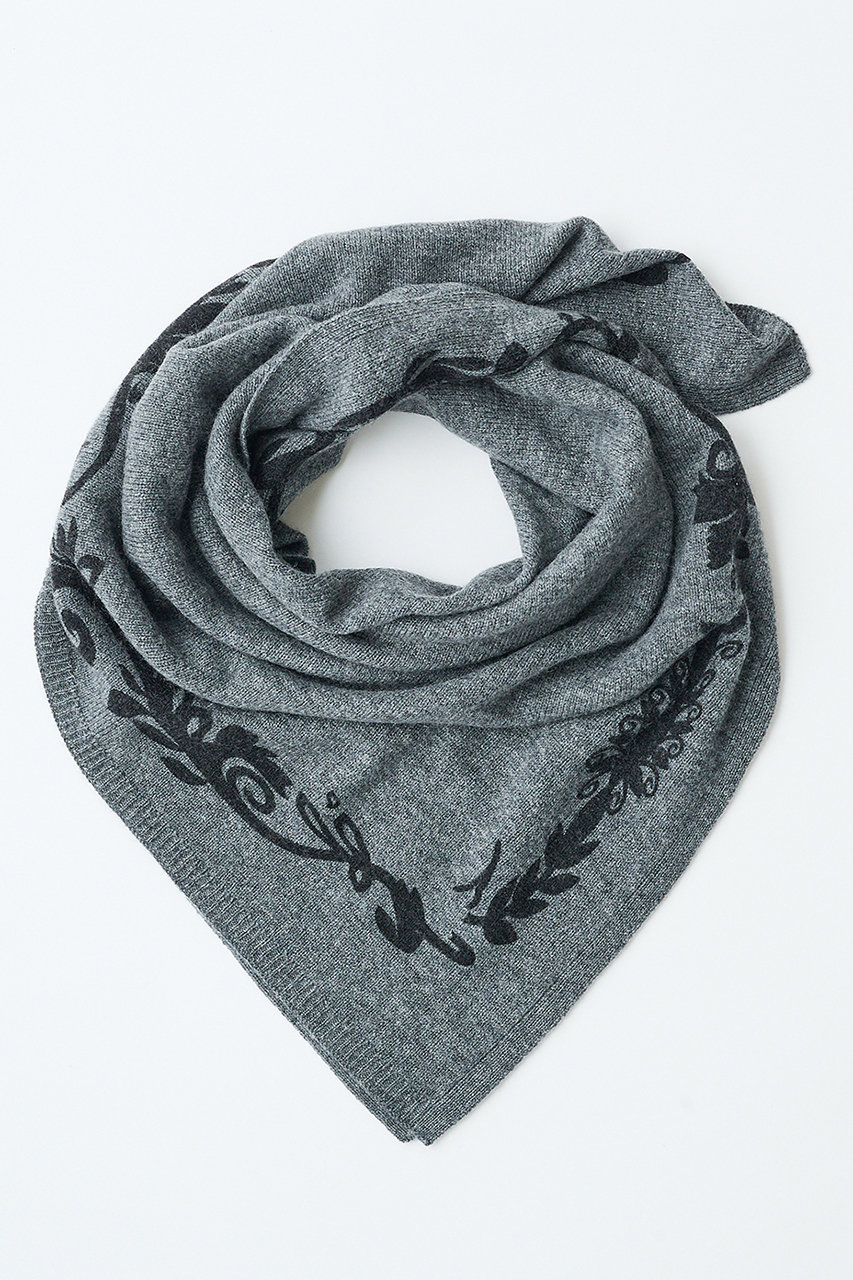 エレガンセーゼ/eleganceseの【予約販売】カシミヤ プリントニット スカーフ(ミディアムグレー/226400067)