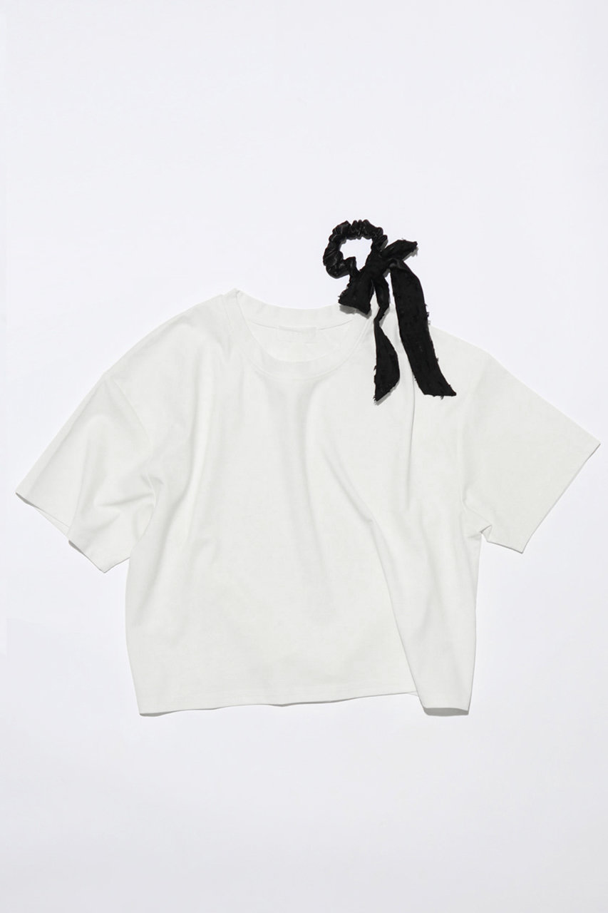 TRESSE 【ELLE SHOP 15th限定】Tシャツ＆リボンシュシュセット (ホワイト×ブラック, F) トレス ELLE SHOP