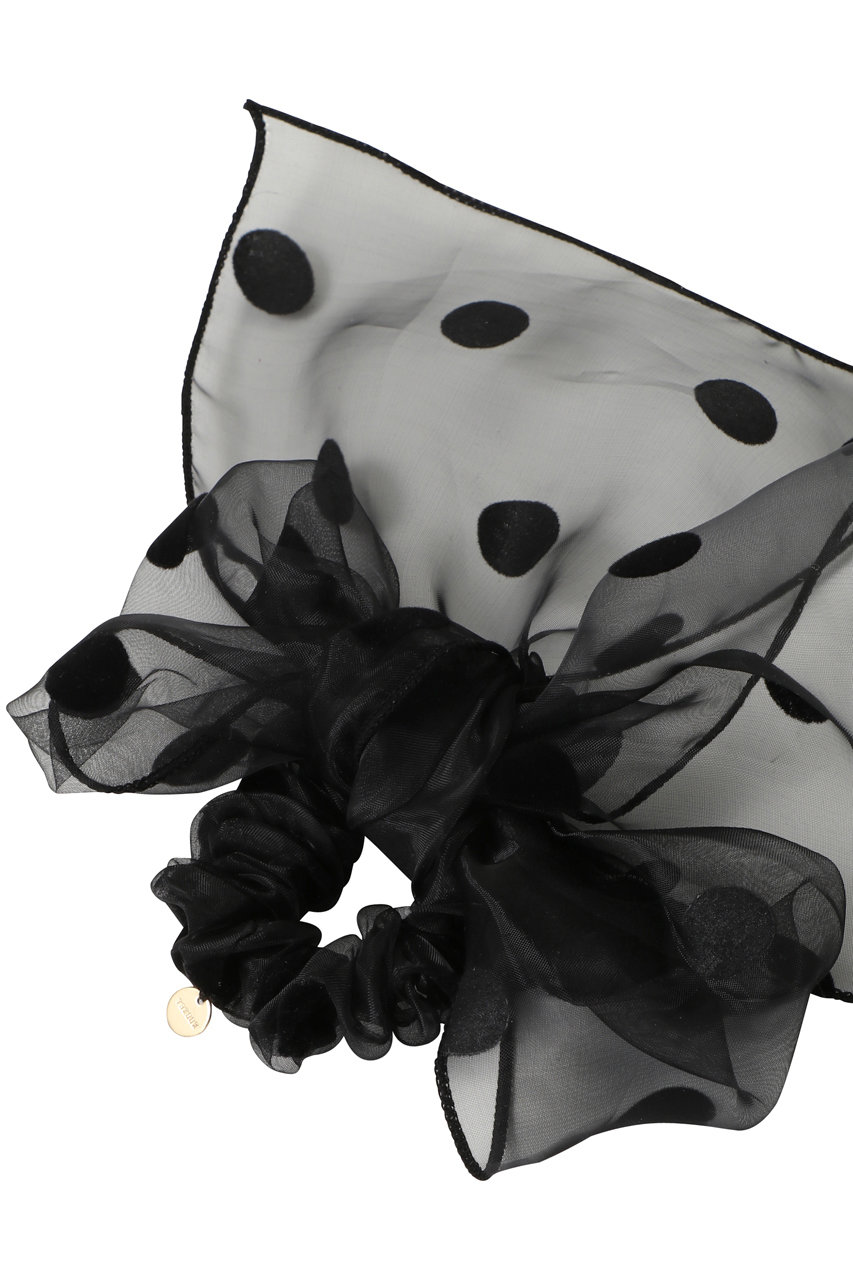 TRESSE(トレス)｜Sheer Dot Ribbon Chouchou/ブラック の通販