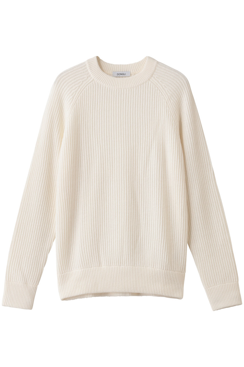 DONGLI RIB CREW NECK (アイボリー, L) ドンリー ELLE SHOP
