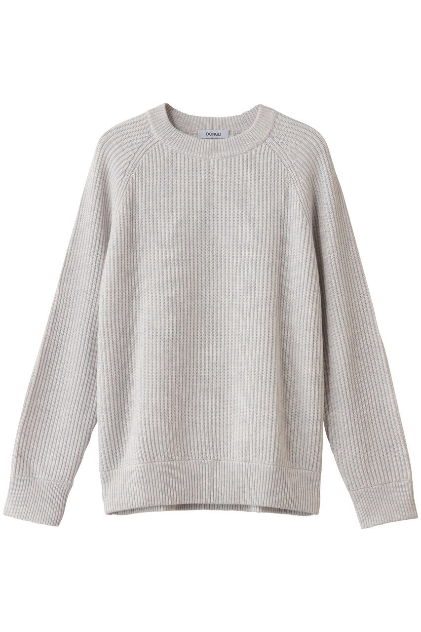 DONGLI RIB CREW NECK (グレー, M) ドンリー ELLE SHOP