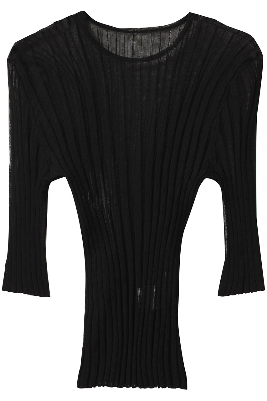 STUNNING LURE rシアーリブニットTシャツ (ブラック, S) スタニングルアー ELLE SHOP STUNNING LURE rシアーリブニットTシャツ (ブラック, S) スタニングルアー ELLE SHOP