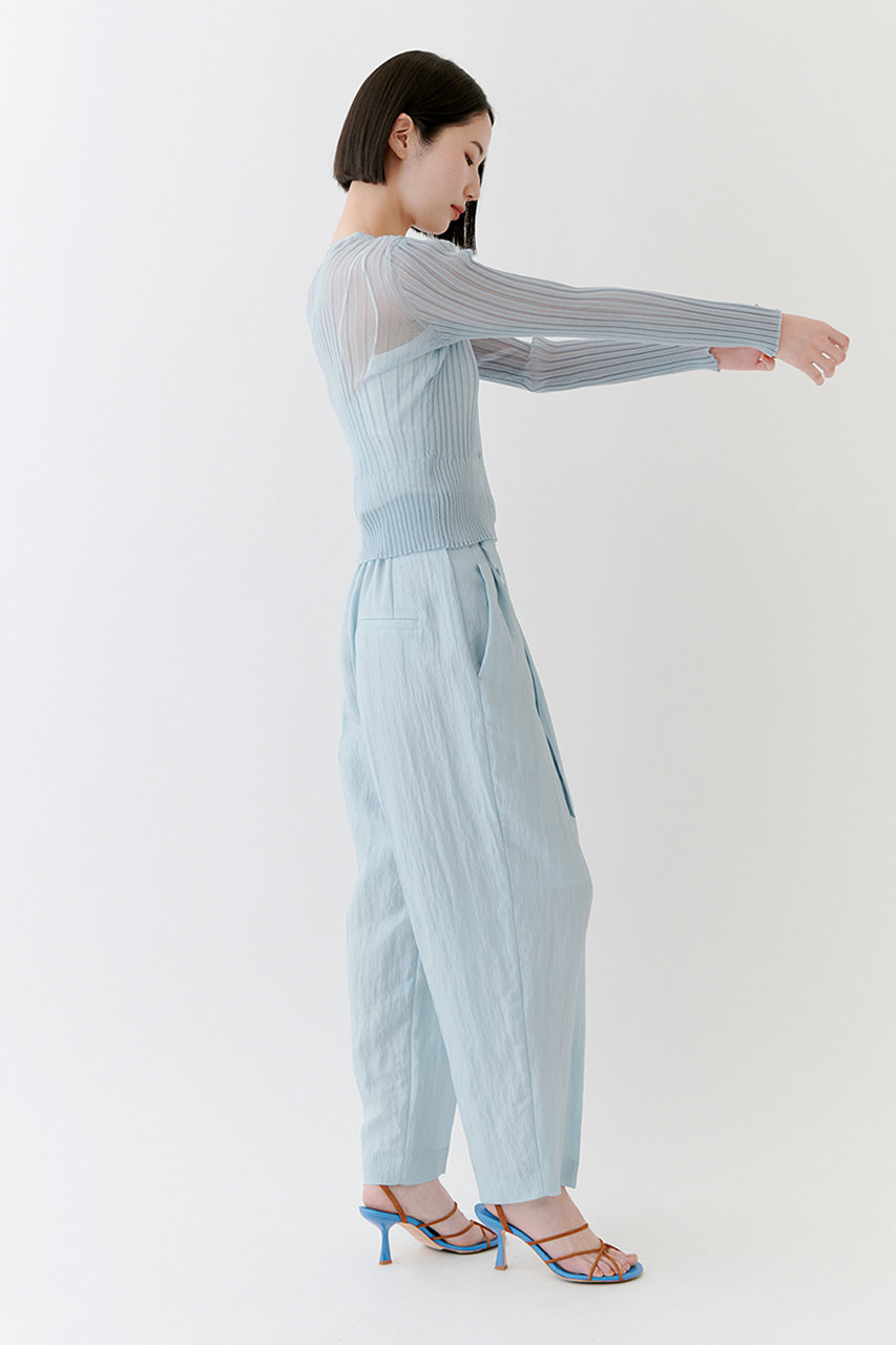 STUNNING LURE シアーリブVネックカーディガンピンク