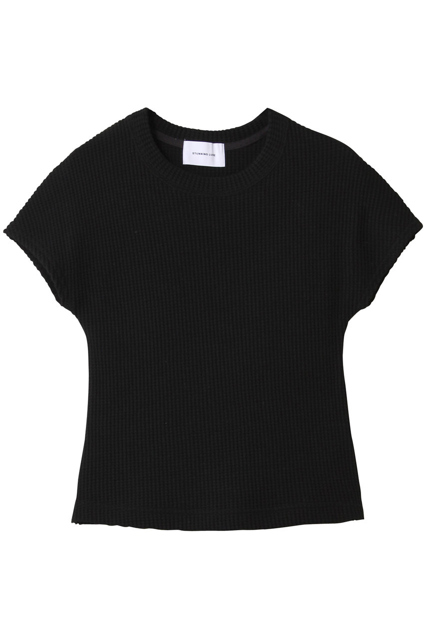 STUNNING LURE ワッフルTシャツ (ブラック, S) スタニングルアー ELLE SHOP STUNNING LURE ワッフルTシャツ (ブラック, S) スタニングルアー ELLE SHOP