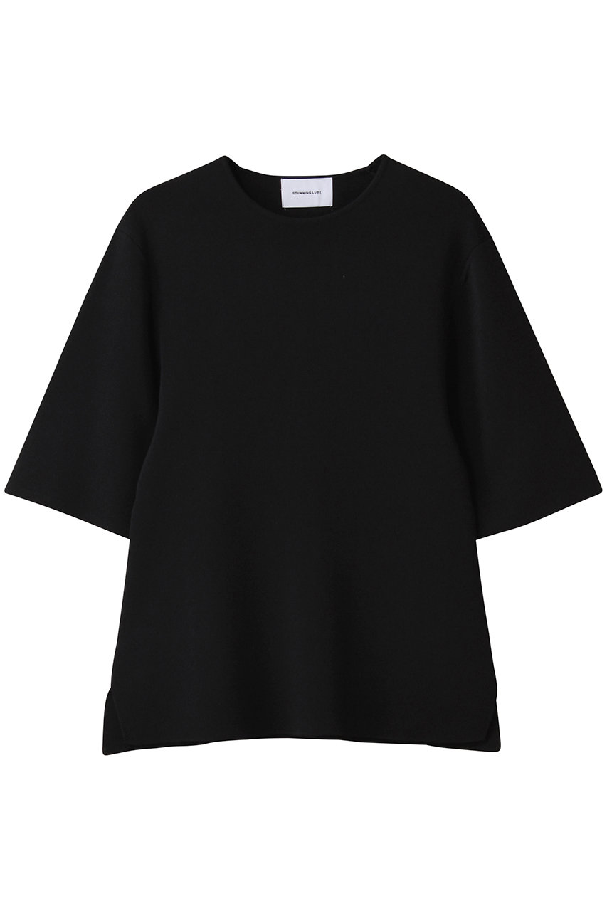 STUNNING LURE rハーフスリーブニットTシャツ (ブラック, S) スタニングルアー ELLE SHOP STUNNING LURE rハーフスリーブニットTシャツ (ブラック, S) スタニングルアー ELLE SHOP