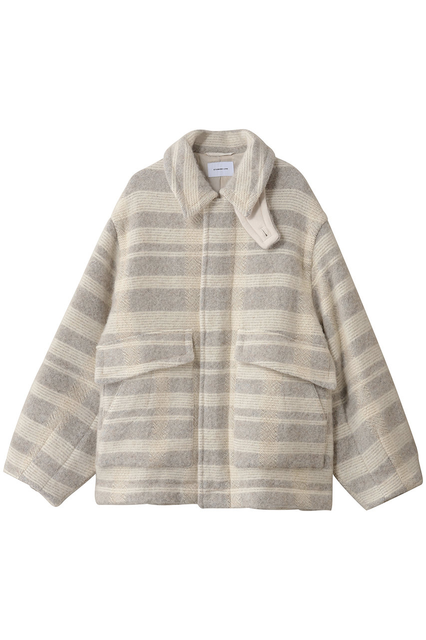 STUNNING LURE ｒツイードチェックブルゾン (オフホワイト, 2) スタニングルアー ELLE SHOP