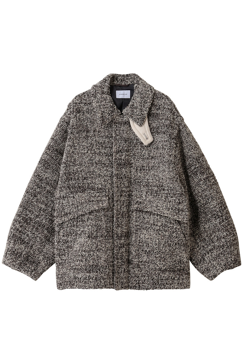 STUNNING LURE ｒツイードチェックブルゾン (グレー, 2) スタニングルアー ELLE SHOP