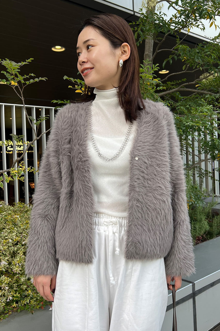 STUNNING LURE(スタニングルアー)｜ロングフェザーカーディガン/グレー