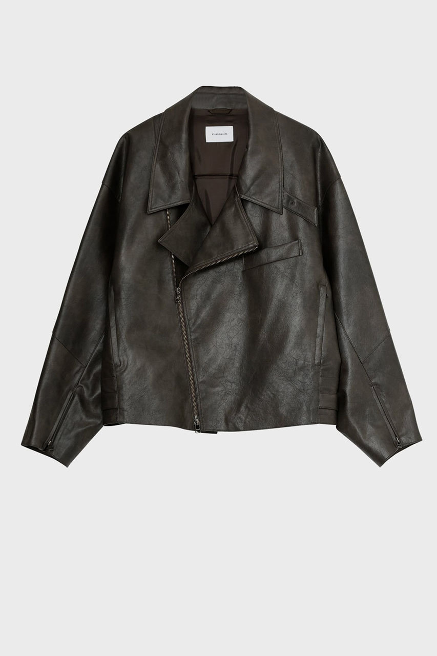 スタニングルアー/STUNNING LUREの【12/24 11:00販売開始】【予約販売】ｒフェイクレザーライダースブルゾン(ダークブラウン/114280012600)