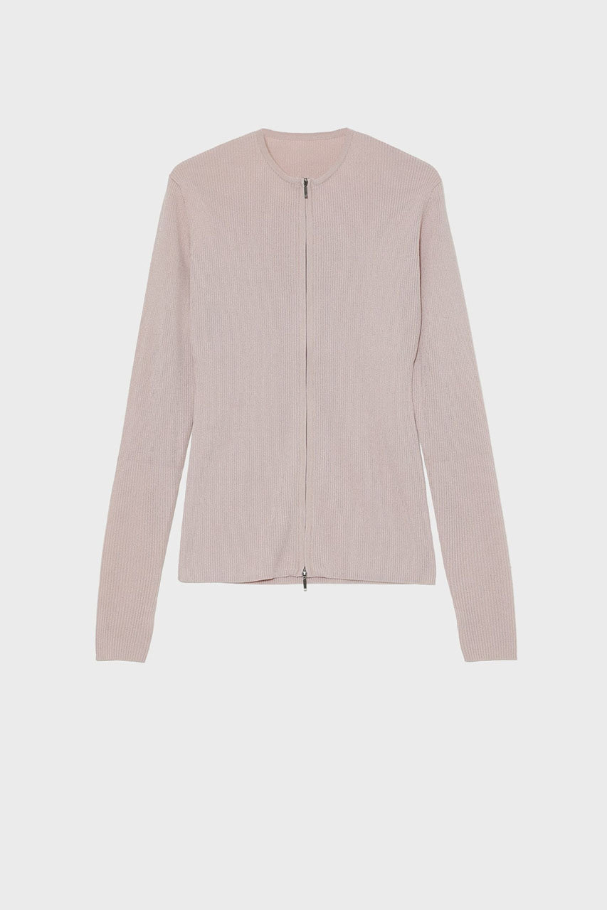 ジップアップリブニット