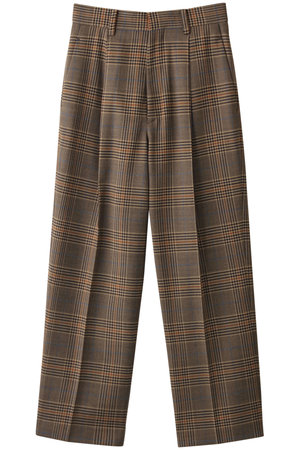 ウール混チェックワイドパンツ