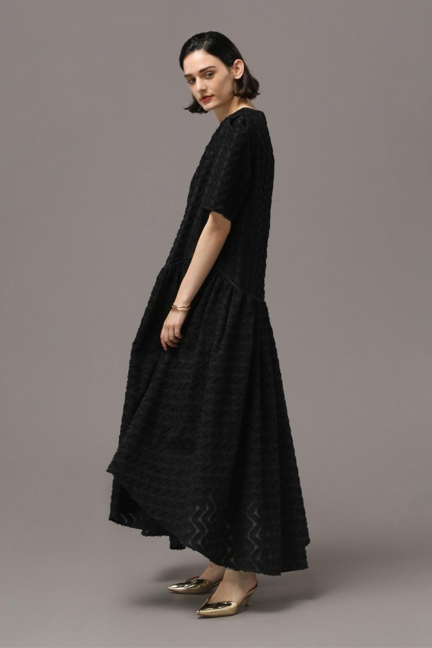 新品 デパリエ LONG POINT COLLAR DRESS ワンピース 黒-