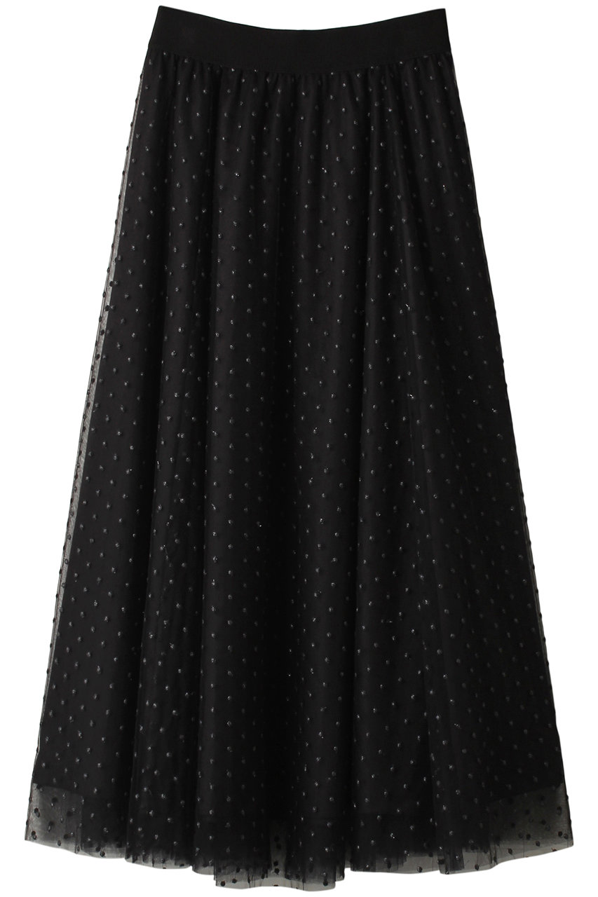 ＜ELLE SHOP＞ DEPAREILLE ドットレーススカート (ブラック 38) デパリエ ELLE SHOP画像