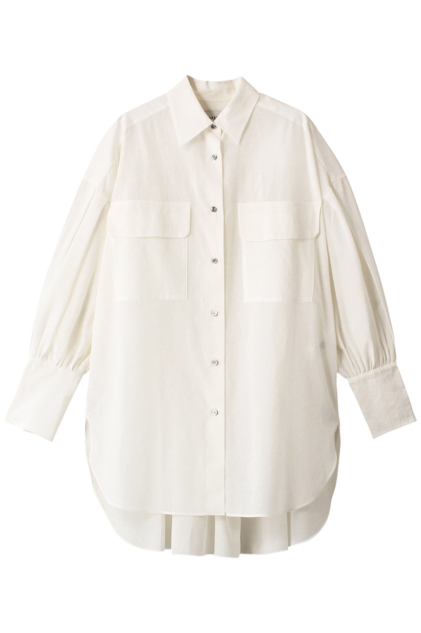 ＜ELLE SHOP＞ DEPAREILLE コットンシルクロングシャツ (ホワイト 38) デパリエ ELLE SHOP