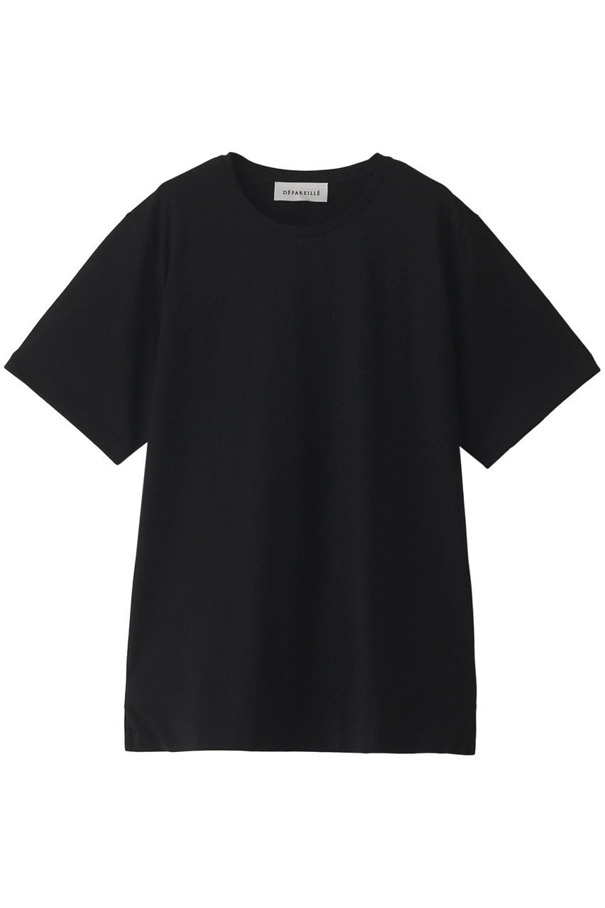 ＜ELLE SHOP＞ DEPAREILLE コットンショートスリーブTシャツ (ブラック 1) デパリエ ELLE SHOP