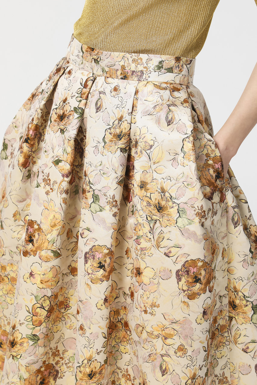 DEPAREILLE(デパリエ)｜ジャガードフレアスカート/ベージュ の通販  