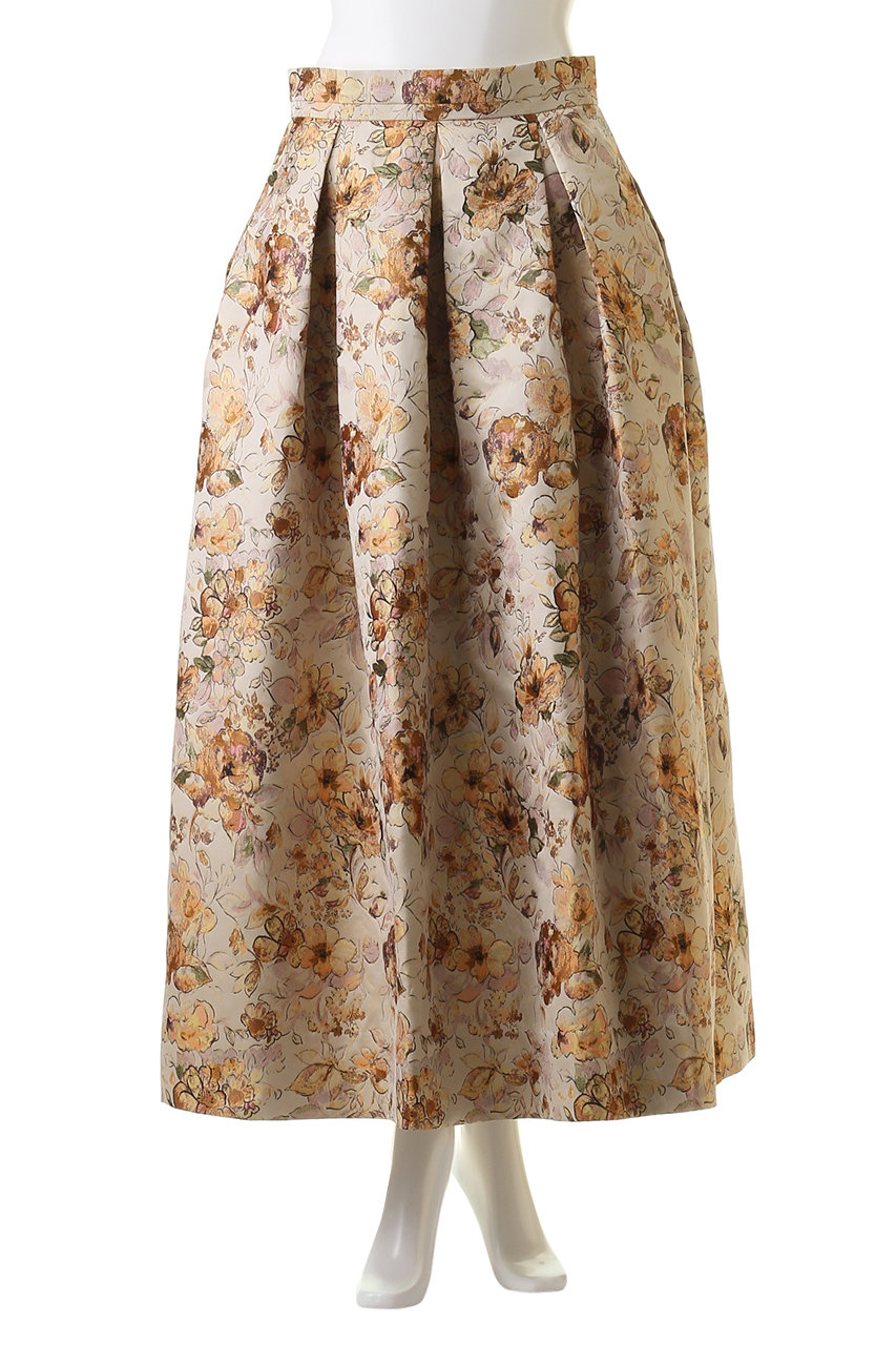 DEPAREILLE(デパリエ)｜ジャガードフレアスカート/ベージュ の通販  