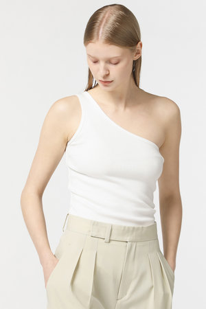 デパリエ/DEPAREILLEのワンショルダーリブタンク(110100/110101)