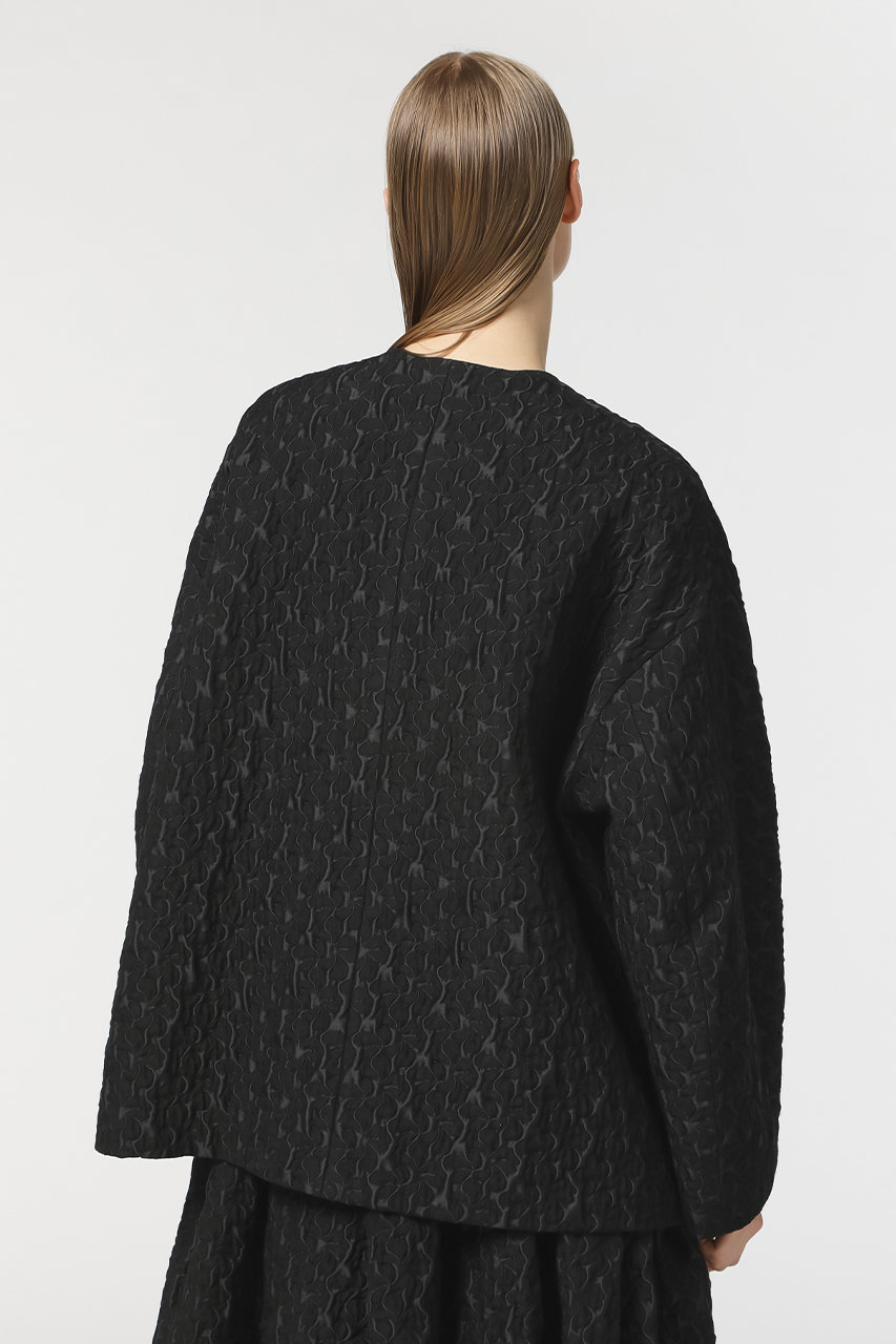 DEPAREILLE(デパリエ)｜ノーカラージャカードジャケット/ブラック の