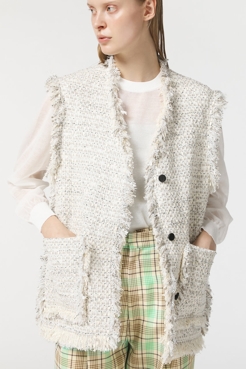 DEPAREILLE(デパリエ)｜ラメツイードベスト/オフホワイト の通販