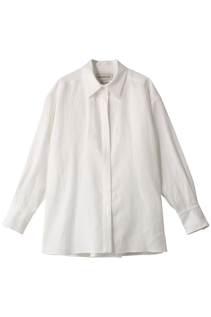 デパリエ/DEPAREILLEのリネンツイルシャツ(ホワイト/B1142AFT071)