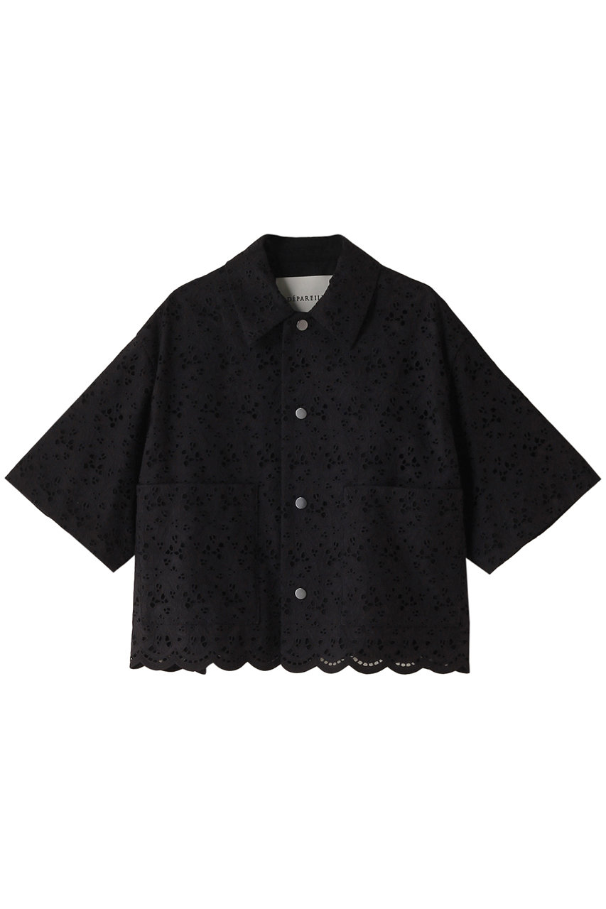 DEPAREILLE コットンエンブロイダリーシャツ (ブラック, 38) デパリエ ELLE SHOP DEPAREILLE コットンエンブロイダリーシャツ (ブラック, 38) デパリエ ELLE SHOP