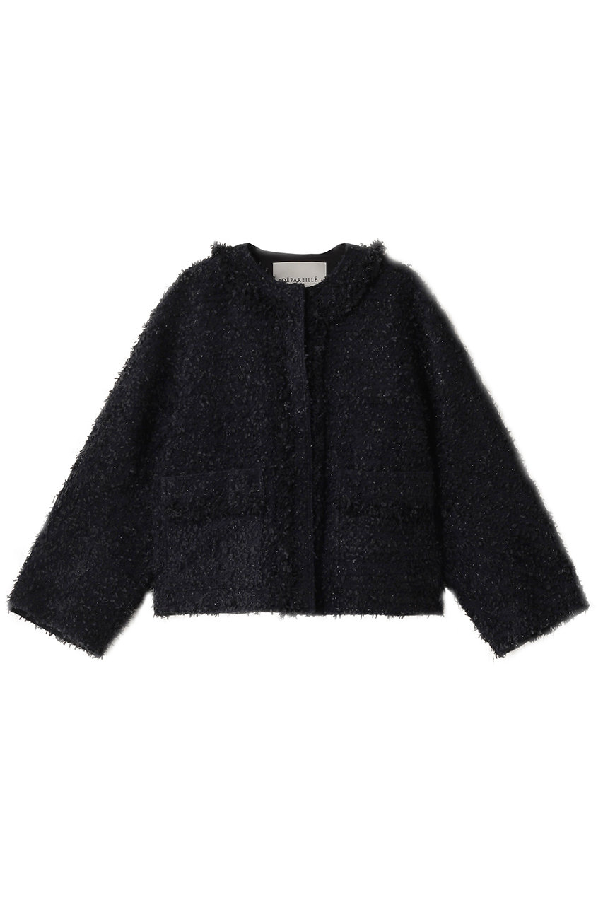 DEPAREILLE ラメツイードジャケット (ネイビー, 38) デパリエ ELLE SHOP DEPAREILLE ラメツイードジャケット (ネイビー, 38) デパリエ ELLE SHOP