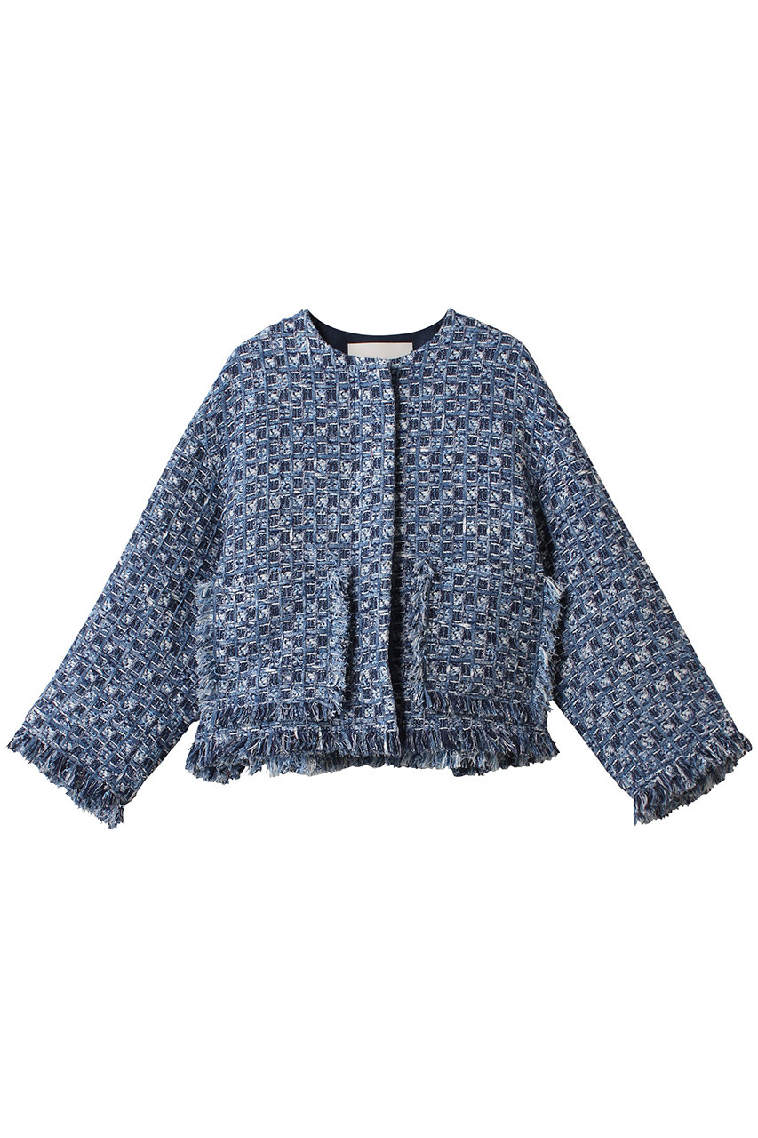 DEPAREILLE デニムツイードジャケット (ブルー, 38) デパリエ ELLE SHOP DEPAREILLE デニムツイードジャケット (ブルー, 38) デパリエ ELLE SHOP