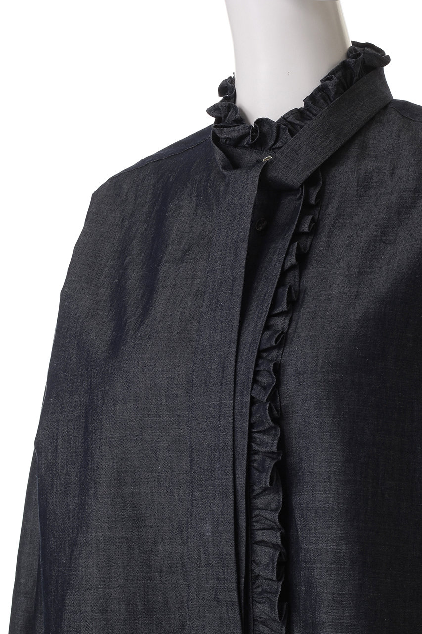 ユッキー　新品　デパリエ コットン リネン デニムボウシャツ ブラウス LIGHT DENIM BOW SHIRT / ライトデニムボウシャツ｜DÉPAREILLÉ