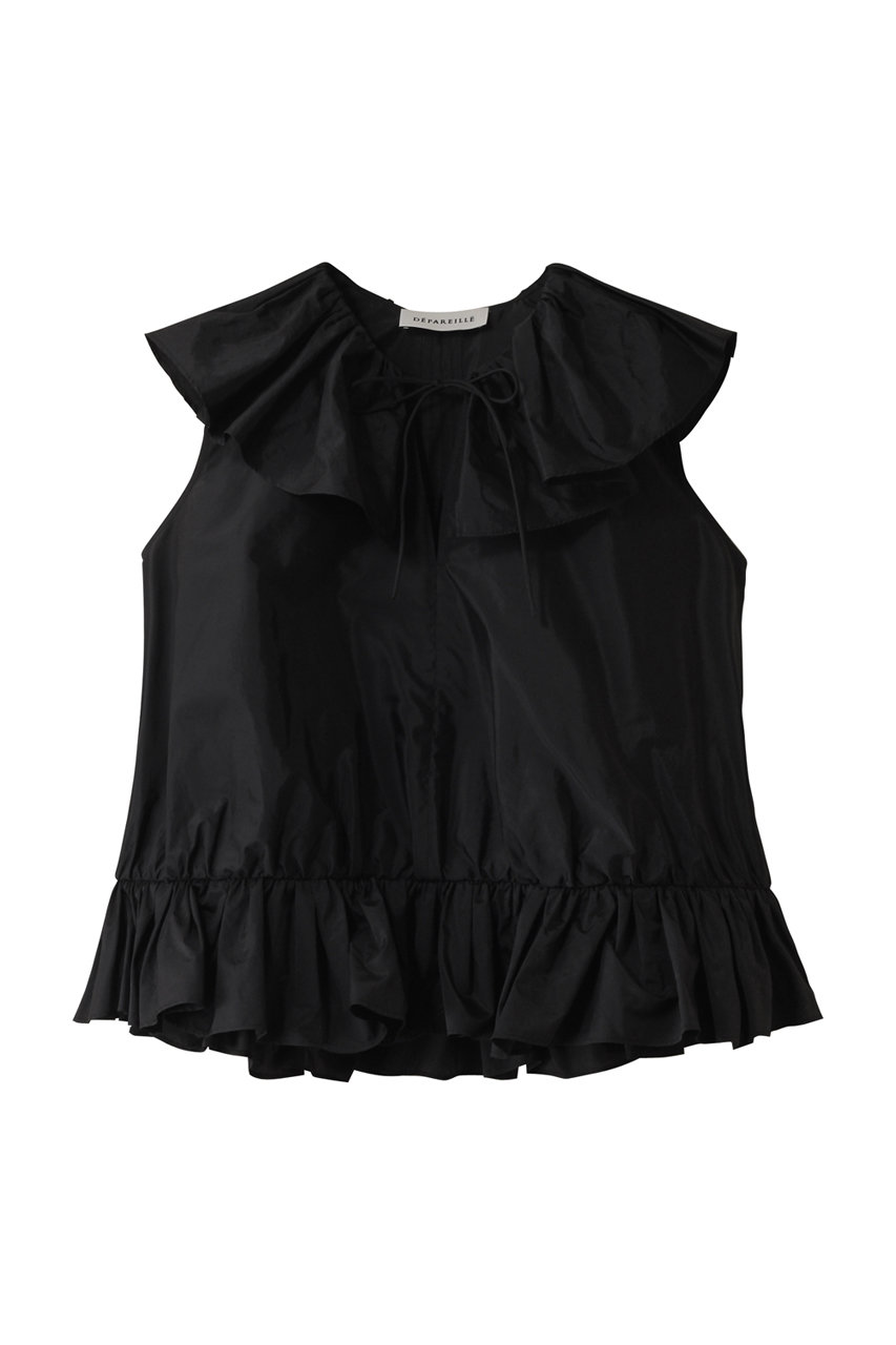 DEPAREILLE ワッシャータフタラッフルノースリーブブラウス (ブラック, 38) デパリエ ELLE SHOP DEPAREILLE ワッシャータフタラッフルノースリーブブラウス (ブラック, 38) デパリエ ELLE SHOP